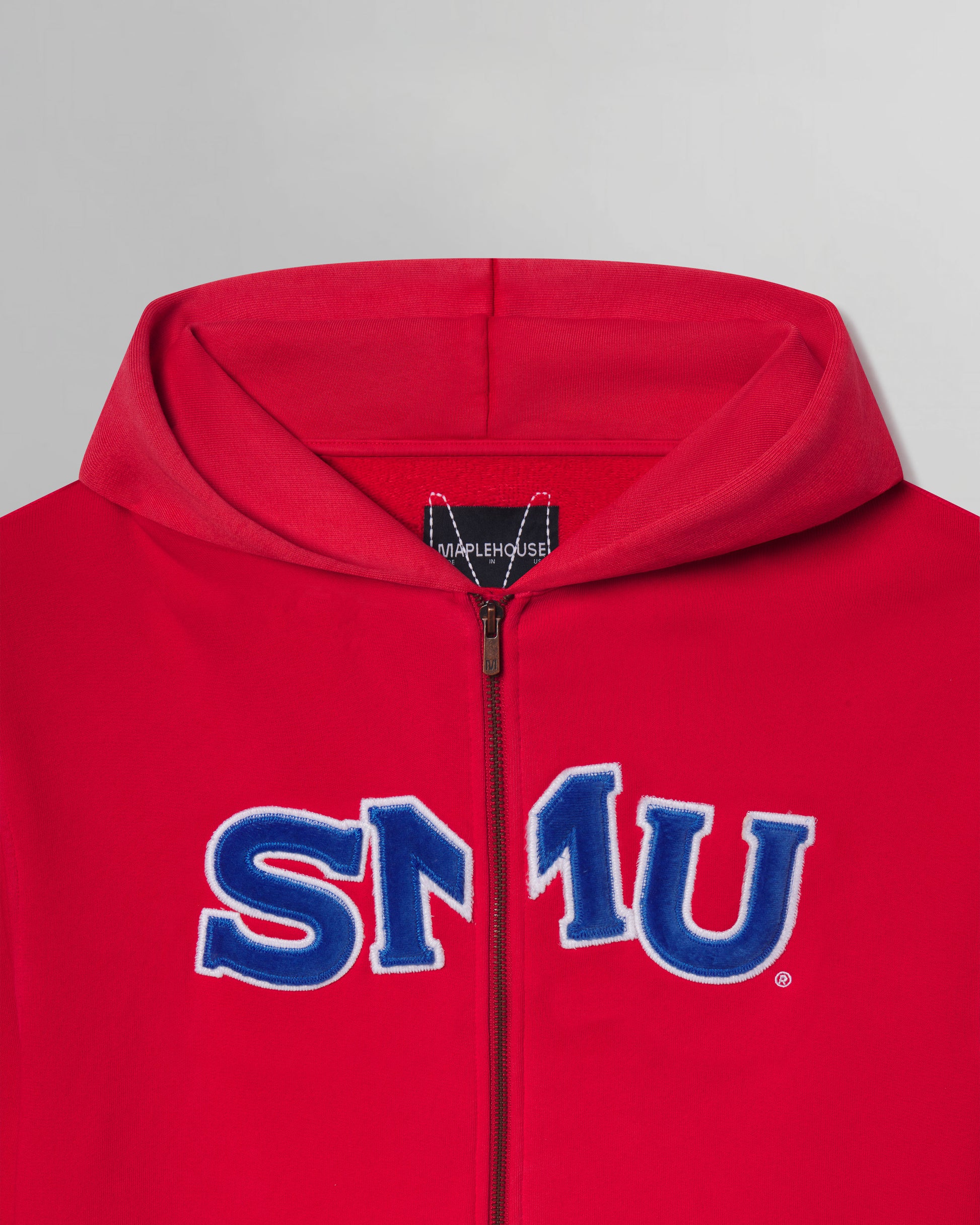 SMU Fuzzy Zip Hoodie