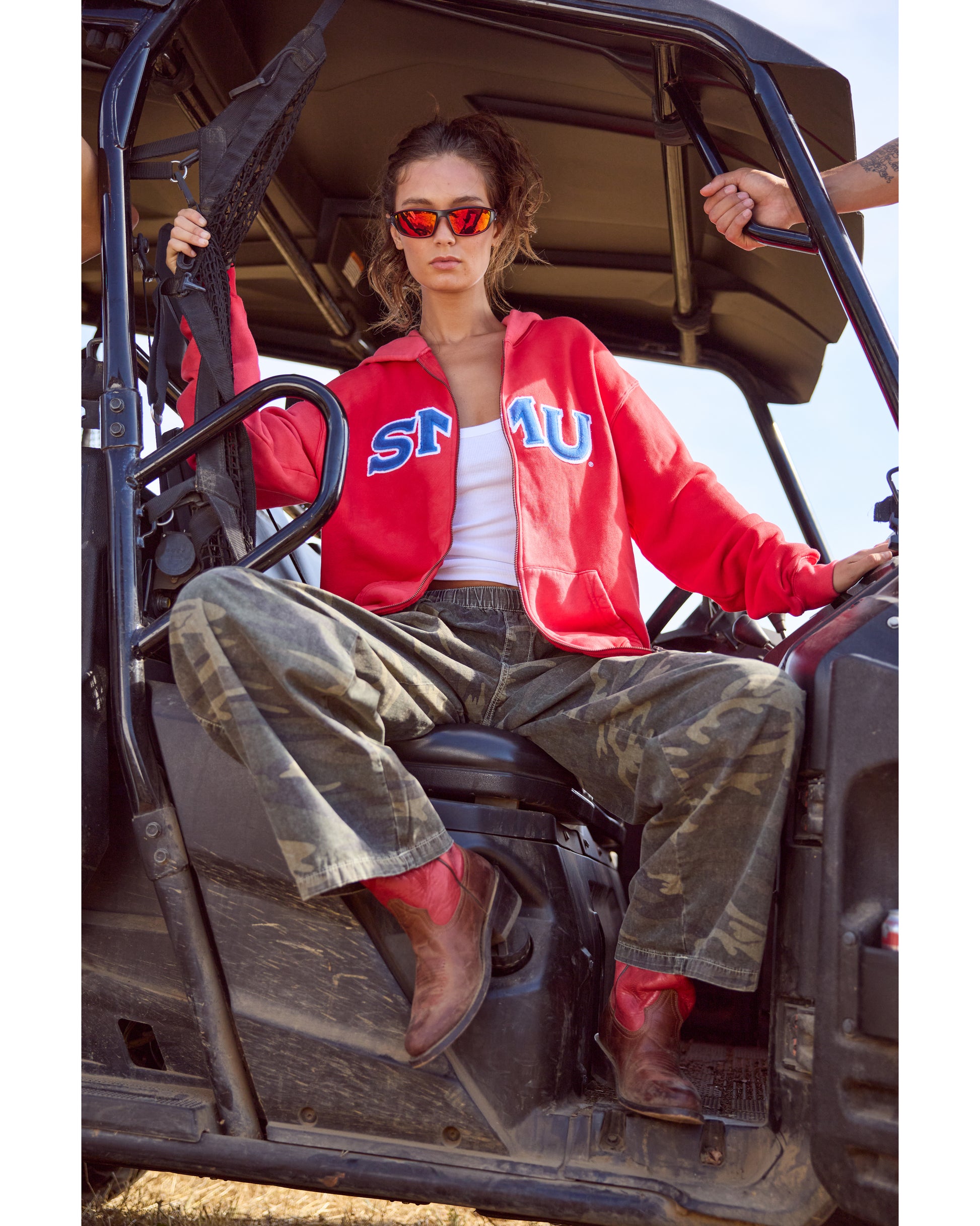 SMU Fuzzy Zip Hoodie